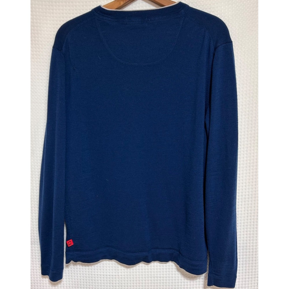 Mountain Khakis Sweater Mens size L Crew Neck Merino Wool Pullover Blue Repair g - Picture 2 of 12